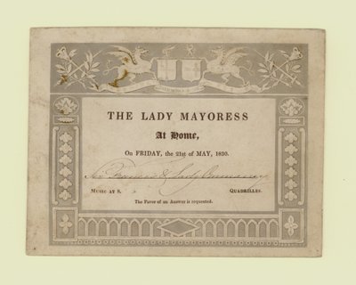 Uitnodiging van de Lady Mayoress, Thuis, 21 mei 1830 door English School