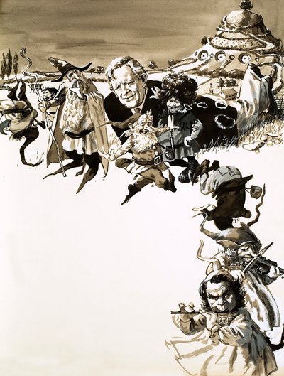 J. R. R. Tolkien en personages uit Lord of the Rings door English School