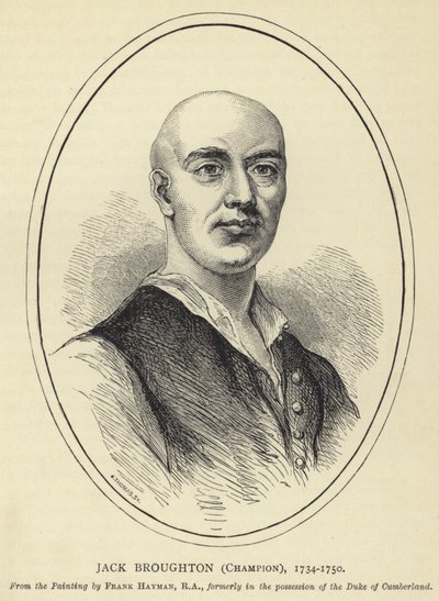 Jack Broughton, Kampioen, 1734-1750, naar het schilderij van Frank Hayman, RA, voorheen in het bezit van de hertog van Cumberland door English School