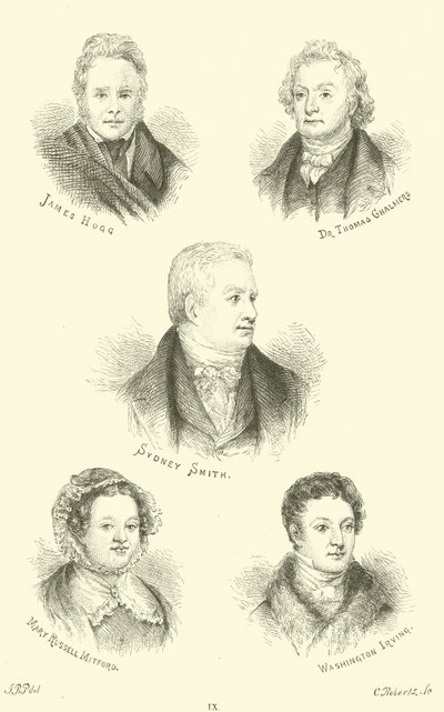 James Hogg, Dr. Thomas Chalmers, Sydney Smith, Mary Russell Mitford, Washington Irving door English School