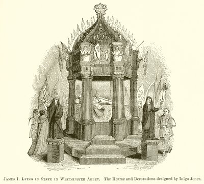 Jacob I Liggend in Staat Westminster Abbey door English School