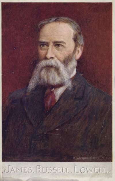 James Russell Lowell (1819-1891), Amerikaans dichter en diplomaat (kleurenlitho) door English School