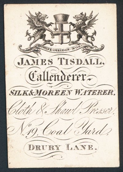 James Tisdall, Callenderer, zijde en moreen waterer door English School