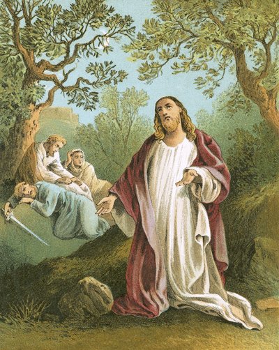 Jezus in de tuin van Gethsemane door English School