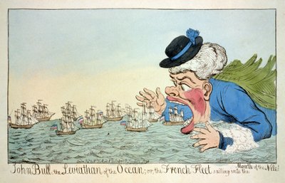 John Bull de Leviatan van de Oceaan of de Franse Vloot die de Mond van de Nijl binnenvaart 12 december door English School