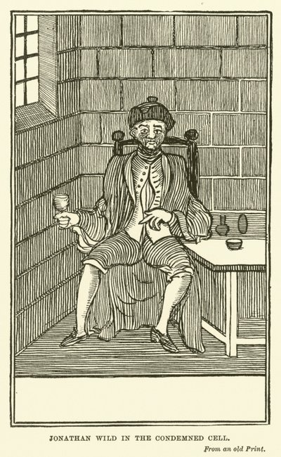 Jonathan Wild in de Veroordeelde Cel (gravure) door English School
