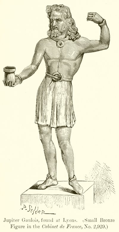 Jupiter Gaulois gevonden in Lyon. (Bronzen figuurtje in het Cabinet de France, nr. 2.929) (gravure) door English School