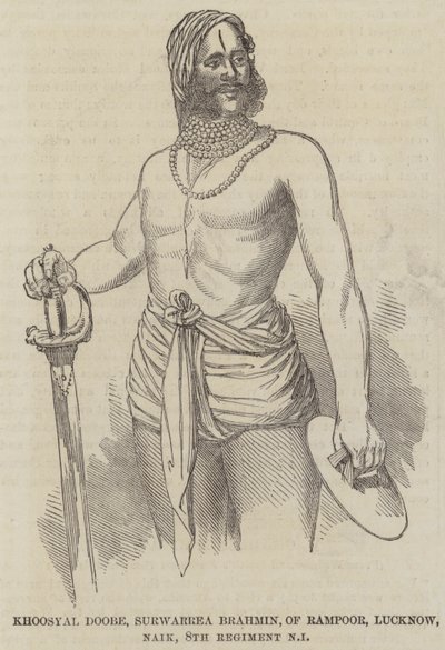 Khoosyal Doobe, Surwarrea Brahmin, van Rampoor, Lucknow, Naik, 8e Regiment Inheemse Infanterie door English School
