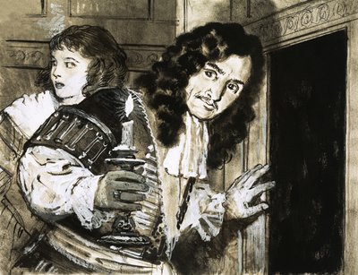 Koning Karel II verbergt zich na zijn nederlaag in de Slag bij Worcester door English School