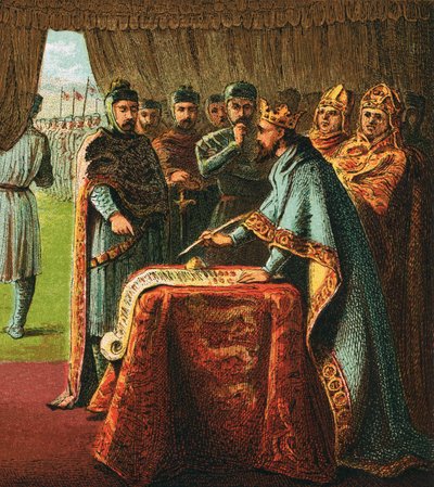 Koning Jan en Magna Carta door English School