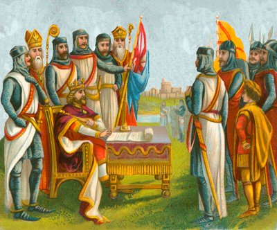 Koning Jan ondertekent de Magna Carta door English School