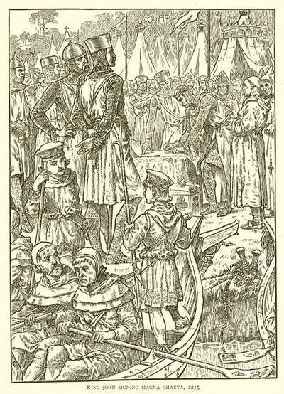 Koning Jan ondertekent de Magna Charta, 1215 door English School
