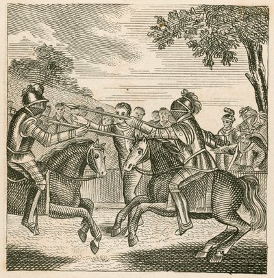 Koning Richard II voorkomt het duel tussen de hertogen van Hereford en Norfolk door English School
