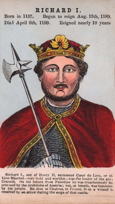 Koning Richard I (gekleurde gravure) door English School