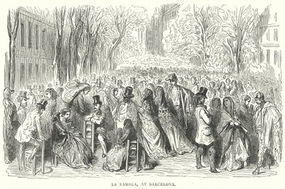La Rambla, in Barcelona (gravure) door English School