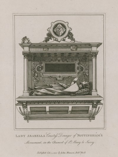 Monument van Lady Arabella, Gravin Weduwe van Nottingham in de Kapel van St Mary le Savoy door English School