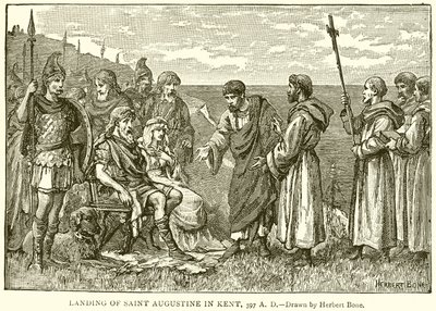Landing van Sint-Augustinus in Kent, 597 n. Chr. door English School