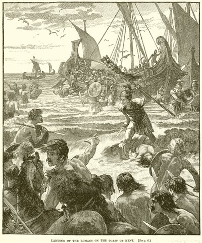 Landing van de Romeinen aan de kust van Kent door English School