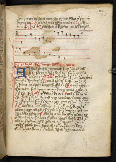 Een volume netjes geschreven op perkament in de vijftiende eeuw, met oude en zeer interessante verhandelingen over muziek door verschillende auteurs. door English School