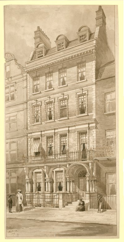 Laatste huis in de hoek van Bedford Square en Adeline Street, Londen door English School
