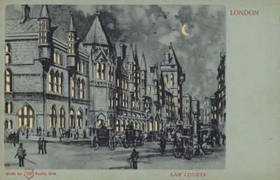Law Courts, Londen (kleurenlitho) door English School