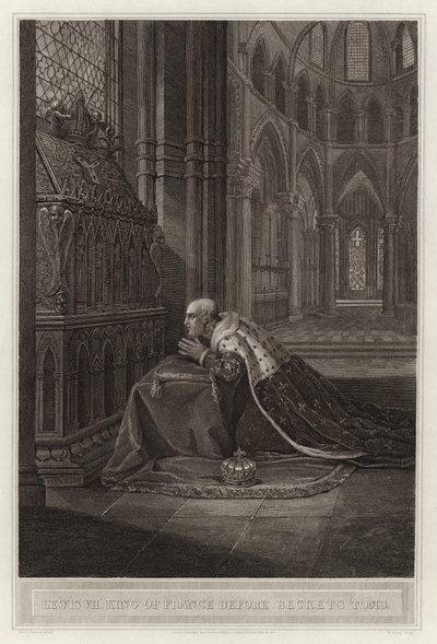 Lodewijk VII koning van Frankrijk voor het graf van Beckett door English School