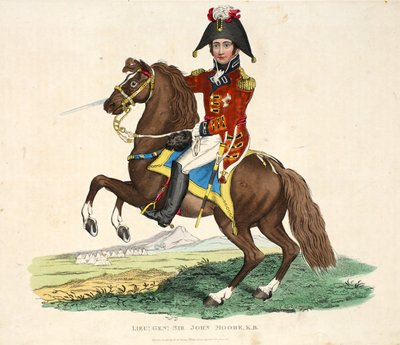 Luitenant-generaal Sir John Moore KB, uitgegeven door Richard Evans, gegraveerd door Romney, illustratie uit Een Historisch Verslag van de Slag bij Waterloo door William Mudford, 1816 door English School