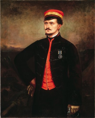 Luitenant Thomas Murphy in het ongedwongen uniform van het Turkse contingent, Krim, 1857 door English School
