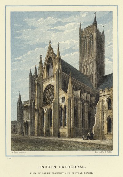 Lincoln Kathedraal, zuid transept en centrale toren door English School