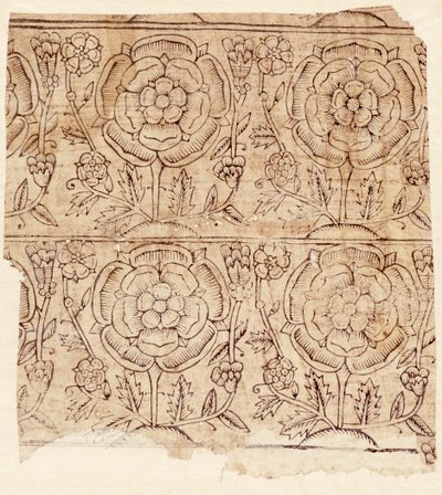 Bekledingspapier met een Tudor Roos patroon, ca. 1550 door English School