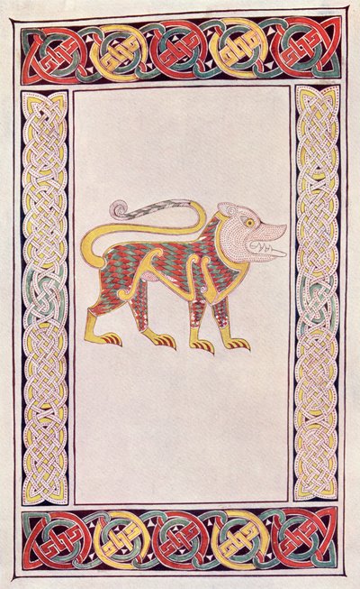 Leeuw van St. Mark, facsimile van een verluchting uit het Boek van Durrow, uit het boek The Church of England: A History for the People door English School