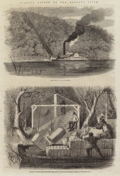 Laden van Katoen aan de Alabama Rivier door English School