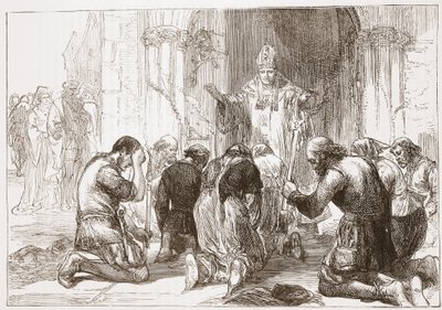 Lollards doen afstand van hun geloof, illustratie uit De Geschiedenis van het Protestantisme door James Aitken Wylie, 1878 door English School