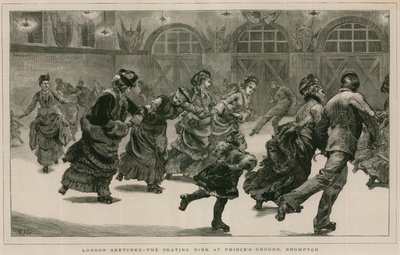 Londense schetsen: De schaatsbaan op Princes Ground, Brompton door English School