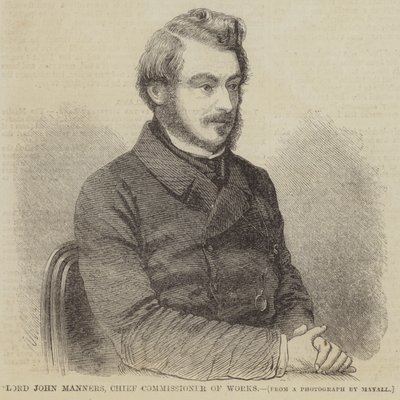 Lord John Manners, hoofdcommissaris van werken (gravure) door English School