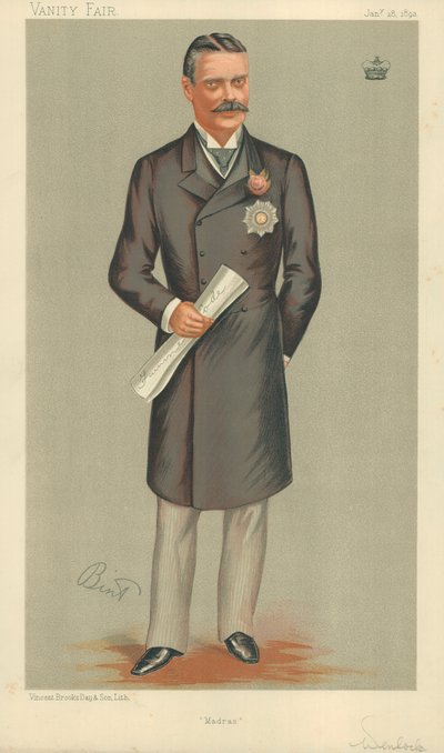Lord Wenlock, Madras, 28 januari 1893, Vanity Fair cartoon door English School