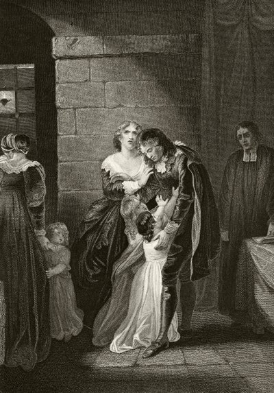 Lord William Russell neemt afscheid van zijn familie voor zijn executie op 21 juli 1683, uit 