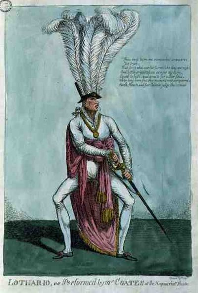 "Lothario, zoals uitgevoerd door Mr Coates in het Haymarket Theatre, 9 december 1811, uitgegeven door William Holland door English School