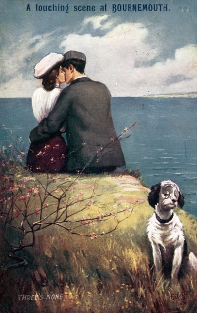 Geliefden in Bournemouth, met hond uitgesloten door English School