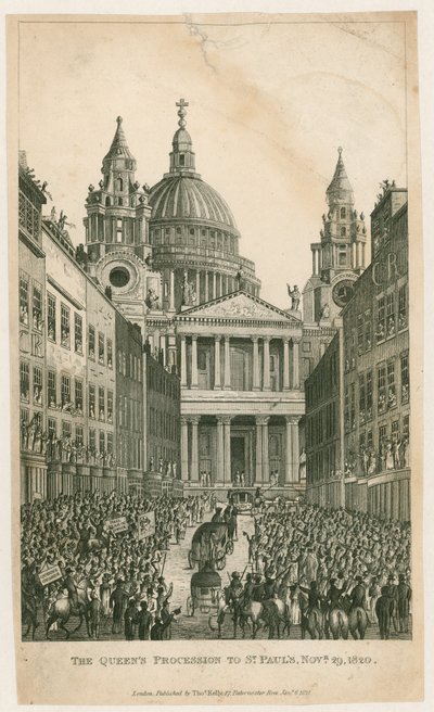 Ludgate Hill. De Processie van de Koningin naar St Paul
