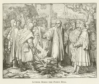 Luther verbrandt de pauselijke bul door English School