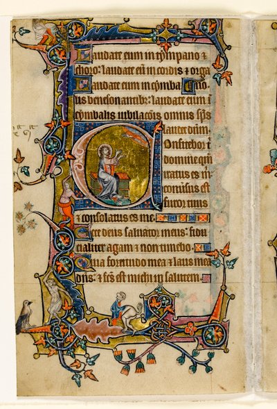 Jesaja die bidt, gehistorieerde initiaal uit de Macclesfield Psalter, Gebruik van Sarum, Oost-Anglia, ca. 1330 door English School