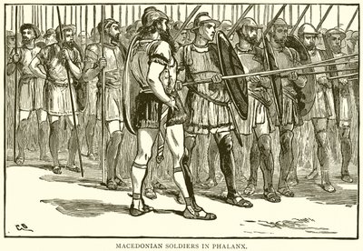 Macedonische Soldaten in Falanks door English School