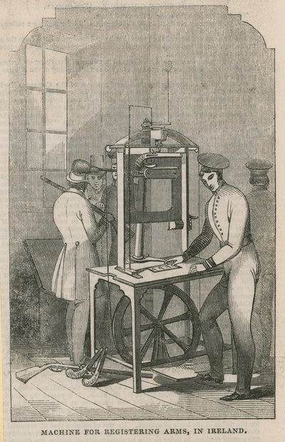 Machine voor het registreren van wapens in Ierland door English School
