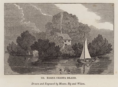 Magna Charta-eiland (gravure) door English School