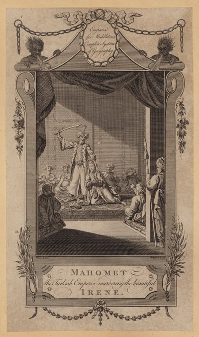 Mahomet, de Turkse keizer die de mooie Irene vermoordt (gravure) door English School