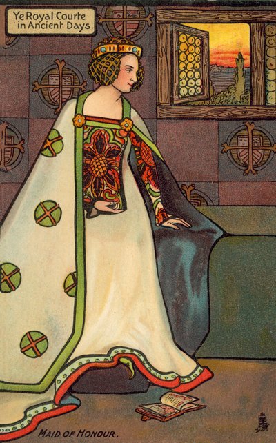 Erejonkvrouw (kleur litho) door English School