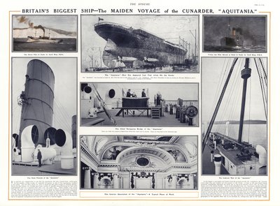 Maiden voyage van de Cunard-liner Aquitania, 1914 door English School