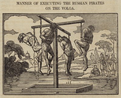 Manier van executie van de Russische piraten op de Wolga door English School