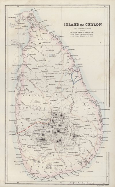 Kaart: Eiland Ceylon, door G H Swanston, Edinburgh door English School